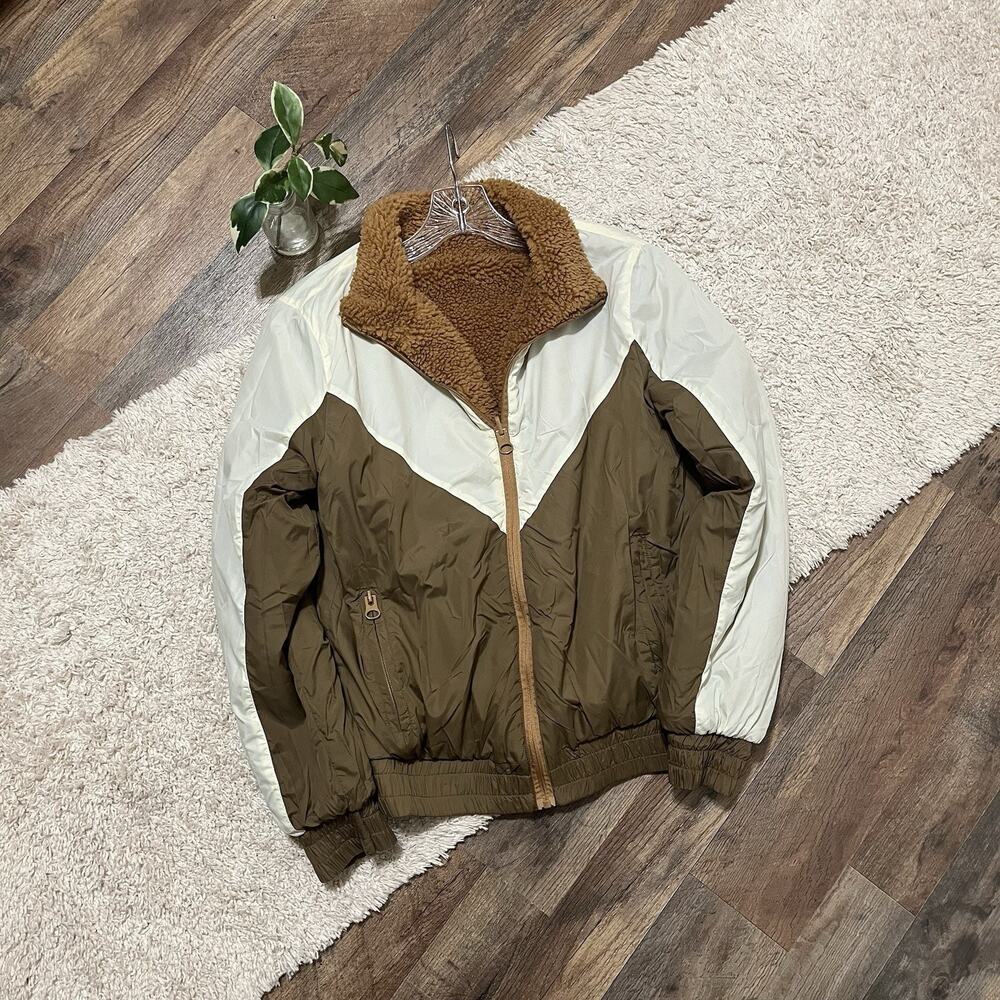 Zyia Active Size Medium Camel Brown Sherpa Teddy Fleece Sierra Reversible Jacket
